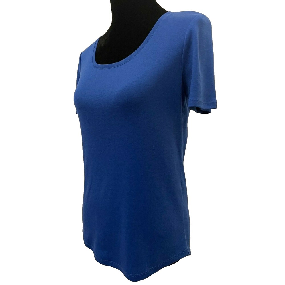 Chico's The Ultimate Tee Womens Short Sleeve T-Shirt Top Size 0 Blue Cotton - Picture 5 of 12